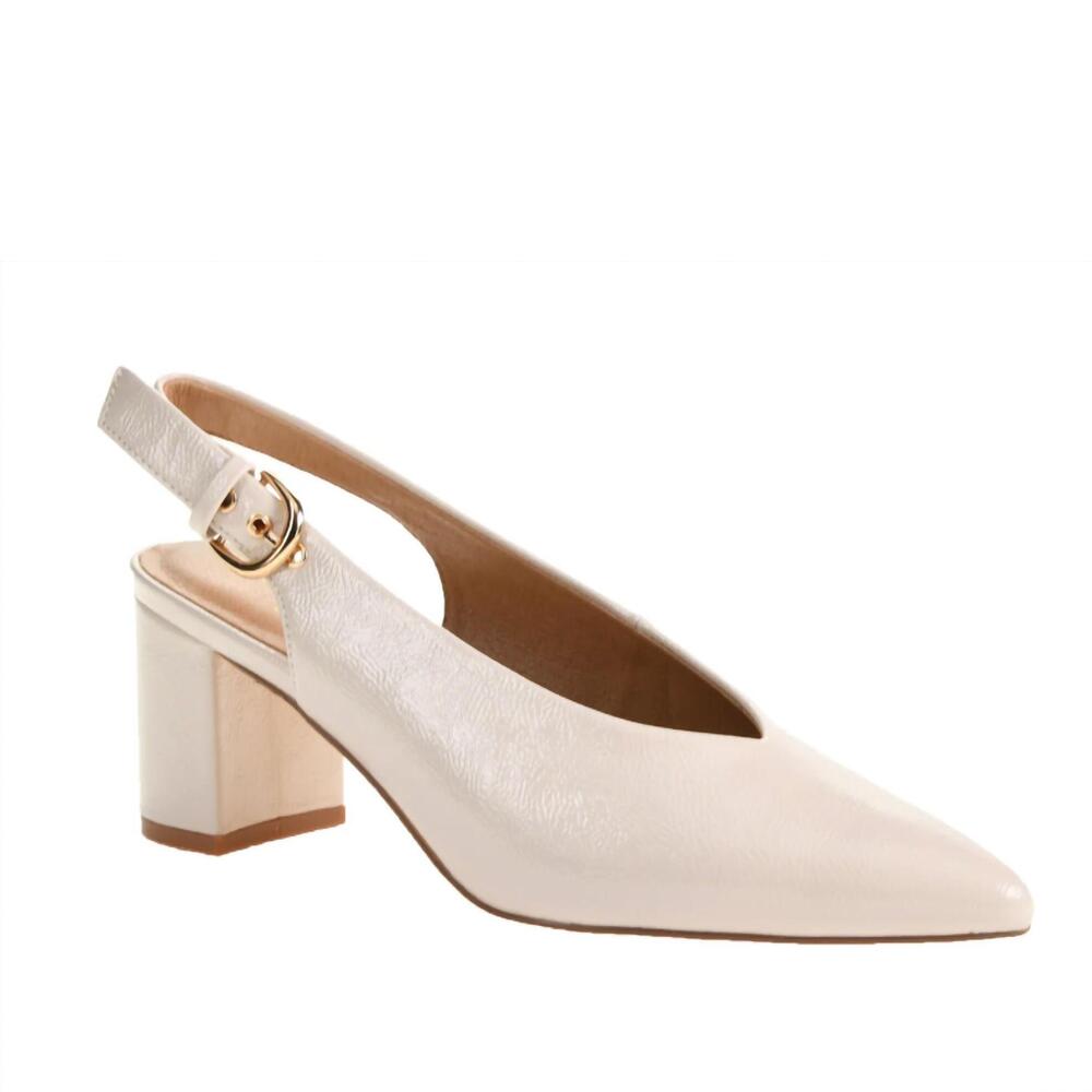 NEW CHINESE LAUNDRY women's menny patent sling back heels in cream - Picture 1 of 6